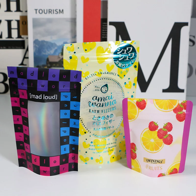 Custom-made Mylar bags with windows and zippers